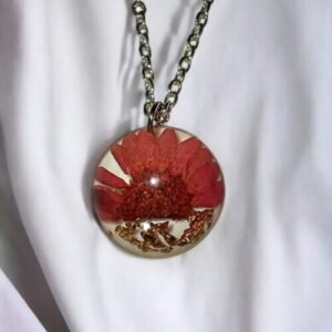 Exquisite & Elegant | Round Pink Daizy Necklace - Metaphor of Affection #HandmadeJewellery Anniversary Gifts, Artwork, Birthday Gifts for Her, Botanical Jewellery, Botanical Necklace, Daisy Series, Eco-Friendly, Floral Jewellery, Floral Necklace, Flower Jewellery, Flower Necklace, Gifts for Mother, Gifts for Wife, Gifts for Women, Handcrafted, Handicrafts, Handmade, Jewellery, Mother's Day Gift Ideas, Nature Jewellery, Necklace, Online Jewellery Store, Resin Jewellery, Valentine's Day Gift