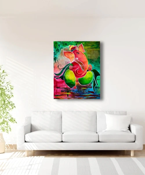 Spiritual Grace Lord Ganesh Painting | #Arcylic #CanvasArt | Framework | 12 x 16 inch, 14 x 18 inch Arcylic Paintings, Artwork, Canvas Paintings, Decorative Items, Decorative Wall Art, Drawing Room, Eco-Friendly, Handcrafted, Handicrafts, Handmade, Handpainted, Home Decor, Home Interior Decoration, Living Room, Lord Ganesh, Paintings, Religious Painting Collections, Wall Art, Wall Decor, Wall Hanging