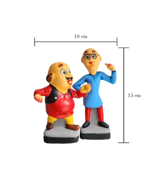 Animated Fun: Motu Patlu Showpiece | Krishnanagar Clay Craft | GI Tag Artwork, Clay Art and Crafts, Clay Artwork, Clay Crafts, Clay Decor, Clay Dolls, Decorative Items, Drawing Room, Eco-Friendly, Ghurni Clay Dolls, GI Tagg Products, Handcrafted, Handicrafts, Handmade, Handpainted, Home Decor, Home Interior Decoration, Krishnanagar Clay Dolls, Living Room, Showpieces