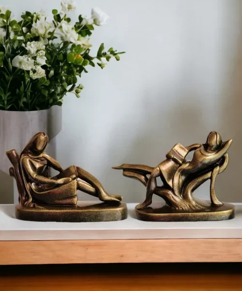 Intellectual Elegance: Lady Reading Books | Krishnanagar Clay Sculpture | GI Tag Artwork, Clay Art and Crafts, Clay Artwork, Clay Crafts, Clay Decor, Clay Sculptures, Decorative Items, Drawing Room, Eco-Friendly, Ghurni Clay Dolls, GI Tagg Products, Handcrafted, Handicrafts, Handmade, Handpainted, Home Decor, Home Interior Decoration, Krishnanagar Clay Dolls, Living Room, Sculptures, Showpieces