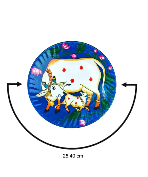 Vibrant Pichwai Cow Decor Plate | Red & Blue | #CreateURCombo | Home Decor | Wall Hanging | 10 inch Art Culture Decor Plates, Artwork, Bengali Art Culture Decor Plates, Decor Plates, Decorative Items, Decorative Plates, Decorative Wall Art, Drawing Room, Eco-Friendly, Handcrafted, Handicrafts, Handmade, Handpainted, Home Decor, Home Interior Decoration, Living Room, Melamine Decor Plates, Paintings, Pichwai Cow, Pichwai Cow Decor Plates, Religious Decor Plates, Wall Art, Wall Decor, Wall Hanging, Wall Plates