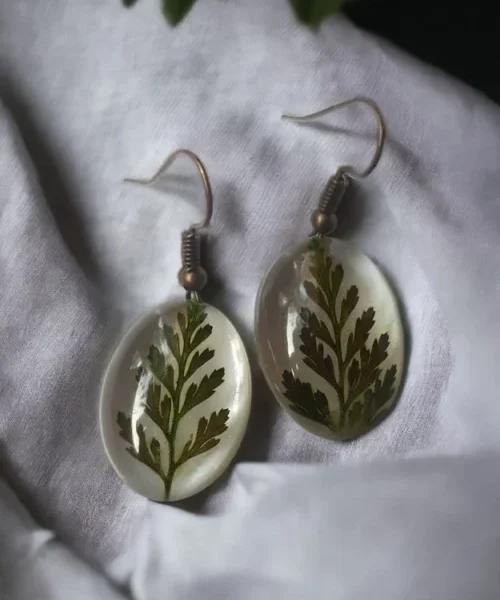 Exquisite Elegance Fern Leaf-Embedded Botanical Earring #LeafINMotion #HandmadeExcellence Anniversary Gifts, Artwork, Birthday Gifts for Her, Botanical Earrings, Botanical Jewellery, Earrings, Eco-Friendly, Floral Earrings, Floral Jewellery, Flower Earrings, Flower Jewellery, Furn Leaf, Gifts for Mother, Gifts for Wife, Gifts for Women, Handcrafted, Handicrafts, Handmade, Jewellery, Mother's Day Gift Ideas, Nature Jewellery, Online Jewellery Store, Resin Jewellery, Valentine's Day Gift