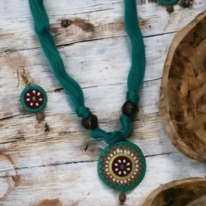 Radiate Ethnic Beauty | Round Terracotta Jewellery Set | Handmade & Handcrafted Clay Jewellery Anniversary Gifts , Artwork , Birthday Gifts for Her , Clay Jewellery , Earrings , Eco-Friendly , Ethnic Clay Jewellery , Gifts for Her , Gifts for Mother , Gifts for Wife , Gifts for Women , Handcrafted , Handicrafts , Handmade , Handpainted , Jewellery , Jewellery Set , Mother's Day Gift Ideas , Necklace , Online Jewellery Store , Paintings , Terracotta Jewellery , Valentine's Day Gift
