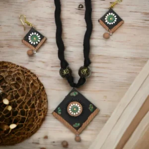 Simple & Chic Terracotta Jewellery – Rhombus Shaped | Handmade & Handcrafted Clay Jewellery Anniversary Gifts , Artwork , Birthday Gifts for Her , Clay Jewellery , Earrings , Eco-Friendly , Ethnic Clay Jewellery , Gifts for Her , Gifts for Mother , Gifts for Wife , Gifts for Women , Handcrafted , Handicrafts , Handmade , Handpainted , Jewellery , Jewellery Set , Mother's Day Gift Ideas , Necklace , Online Jewellery Store , Paintings , Terracotta Jewellery , Valentine's Day Gift