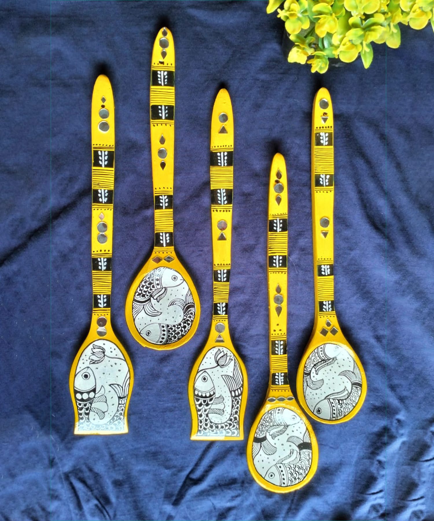 Artistic Madhubani Spatula Wall Decor – A Celebration of Handcrafted Beauty | Set of 5