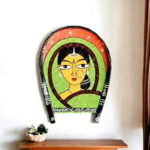 Captivating Lady Art | Jamini Roy | Decorative Bamboo Kula | Red & Sky Blue | Home Decor | Handpainted | Wall Hanging Handicraft | 12 inch Artwork, Bamboo Art, Bamboo Handicrafts, Bamboo Kula, Bengali Art Culture Bamboo Kula, Decorative Items, Decorative Wall Art, Drawing Room, Eco-Friendly, Handcrafted, Handicrafts, Handmade, Handpainted, Home Decor, Home Interior Decoration, Jamini Roy, Jamini Roy Bamboo Kula, Living Room, Paintings, Wall Art, Wall Decor, Wall Hanging