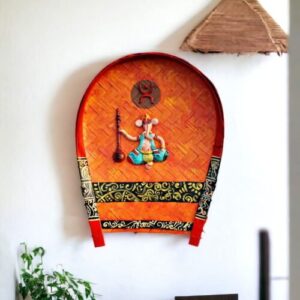 Captivating Ganesh Art | Decorative Bamboo Kula | Home Decor | Handpainted | Wall Hanging Handicraft | 12 inch Artwork, Bamboo Art, Bamboo Handicrafts, Bamboo Kula, Bengali Art Culture Bamboo Kula, Decorative Items, Decorative Wall Art, Drawing Room, Eco-Friendly, Handcrafted, Handicrafts, Handmade, Handpainted, Home Decor, Home Interior Decoration, Jamini Roy, Jamini Roy Bamboo Kula, Living Room, Lord Ganesh, Paintings, Religious Series Bamboo Kula, Wall Art, Wall Decor, Wall Hanging