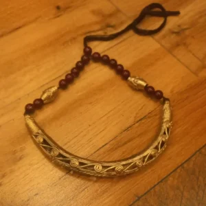 Dokra Hansuli Maroon Dokra Jewellery | Bikna Bankura #BrassArt (Gold) | GI Tag Anniversary Gifts,Artwork,Bikna Dokra,Birthday Gifts for Her,Dokra Jewellery,Eco-Friendly,Gifts for Her,Gifts for Mother,Gifts for Wife,Gifts for Women,Handicrafted,Handicrafts,Handmade,Handpainted,Jewellery,Mother's Day Gift Ideas,Necklace,Online Jewellery Store,Valentine's Day Gift