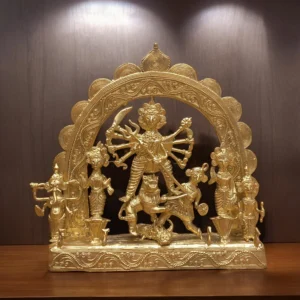 Ek Chala Maa Durga Family Dokra Showpiece | Bikna Bankura #BrassArt (Gold) | GI TagArtwork , Bikna Dokra , Decorative Items , Drawing Room , Eco-Friendly , Ek Chala , GI Tagg Products , Handicrafted , Handicrafts , Handmade , Handpainted , Home Decor , Home Interior Decoration , Idols , Living Room , Maa Durga , Showpieces