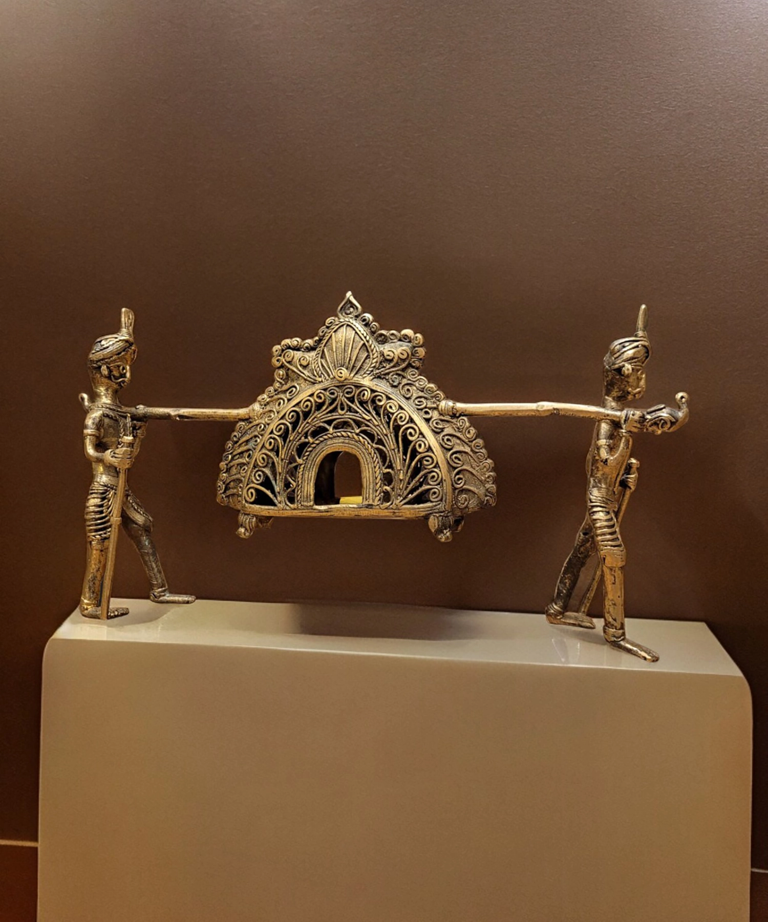 Historical Palanquin Dokra Showpiece | Bikna Bankura #BrassArt (Gold) | GI TagArtwork , Bikna Dokra , Decorative Items , Drawing Room , Eco-Friendly , Ek Chala , GI Tagg Products , Handicrafted , Handicrafts , Handmade , Handpainted , Home Decor , Home Interior Decoration , Idols , Living Room , Maa Durga , Showpieces