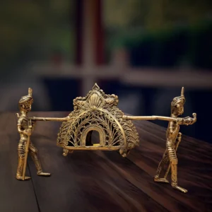 Historical Palanquin Dokra Showpiece | Bikna Bankura #BrassArt (Gold) | GI TagArtwork , Bikna Dokra , Decorative Items , Drawing Room , Eco-Friendly , Ek Chala , GI Tagg Products , Handicrafted , Handicrafts , Handmade , Handpainted , Home Decor , Home Interior Decoration , Idols , Living Room , Maa Durga , Showpieces