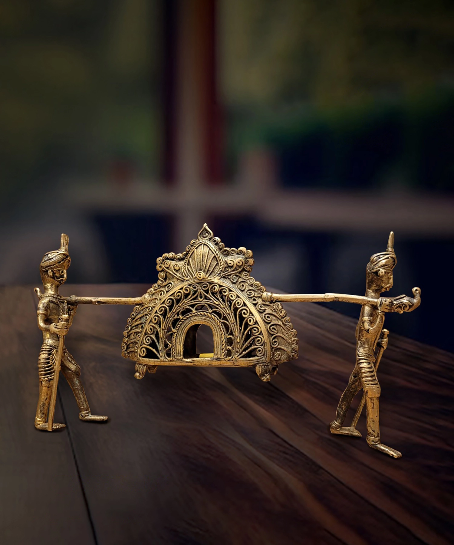 Historical Palanquin Dokra Showpiece | Bikna Bankura #BrassArt (Gold) | GI TagArtwork , Bikna Dokra , Decorative Items , Drawing Room , Eco-Friendly , Ek Chala , GI Tagg Products , Handicrafted , Handicrafts , Handmade , Handpainted , Home Decor , Home Interior Decoration , Idols , Living Room , Maa Durga , Showpieces