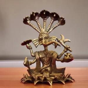 Lord Ganesh Bighnaraj Avatar Dokra Showpiece | Bikna Bankura #BrassArt (Gold) | GI TagArtwork , Bikna Dokra , Decorative Items , Drawing Room , Eco-Friendly , Ek Chala , GI Tagg Products , Handicrafted , Handicrafts , Handmade , Handpainted , Home Decor , Home Interior Decoration , Idols , Living Room , Maa Durga , Showpieces