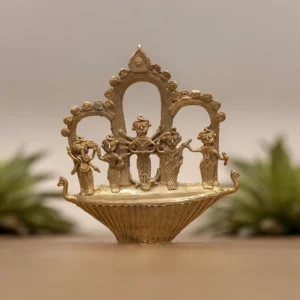 Maa Durga & Family on Boat Dokra Showpiece | Bikna Bankura #BrassArt (Gold) | GI TagArtwork , Bikna Dokra , Decorative Items , Drawing Room , Eco-Friendly , Ek Chala , GI Tagg Products , Handicrafted , Handicrafts , Handmade , Handpainted , Home Decor , Home Interior Decoration , Idols , Living Room , Maa Durga , Showpieces