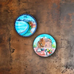 Mumbai Meri Jaan V2 | Juhu Beach & Gateway of India | Bombay Decor Plate | Home Decor | Wall Hanging | 10 inch #CityScape, #CityScape Decor Plates, Art Culture Decor Plates, Artwork, Combo Decor Plates, Decor Plates, Decorative Items, Decorative Plates, Decorative Wall Art, Drawing Room, Eco-Friendly, Handcrafted, Handicrafts, Handmade, Handpainted, Home Decor, Home Interior Decoration, Living Room, Melamine Decor Plates, Mumbai, Mumbai Decor Plates, Paintings, Wall Art, Wall Decor, Wall Hanging, Wall Plates