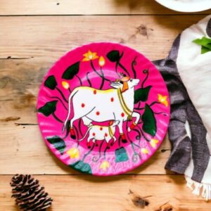 Alluring Pichwai Cow Decorative Plate | Red & Pink | Home Decor | Wall Hanging | 10 inch Art Culture Decor Plates, Artwork, Bengali Art Culture Decor Plates, Decor Plates, Decorative Items, Decorative Plates, Decorative Wall Art, Drawing Room, Eco-Friendly, Handcrafted, Handicrafts, Handmade, Handpainted, Home Decor, Home Interior Decoration, Living Room, Melamine Decor Plates, Paintings, Pichwai Cow, Pichwai Cow Decor Plates, Religious Decor Plates, Wall Art, Wall Decor, Wall Hanging, Wall Plates