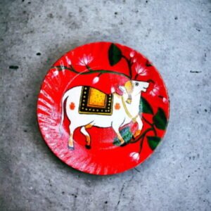 Alluring Pichwai Cow Decorative Plate | Red & Pink | Home Decor | Wall Hanging | 10 inch Art Culture Decor Plates, Artwork, Bengali Art Culture Decor Plates, Decor Plates, Decorative Items, Decorative Plates, Decorative Wall Art, Drawing Room, Eco-Friendly, Handcrafted, Handicrafts, Handmade, Handpainted, Home Decor, Home Interior Decoration, Living Room, Melamine Decor Plates, Paintings, Pichwai Cow, Pichwai Cow Decor Plates, Religious Decor Plates, Wall Art, Wall Decor, Wall Hanging, Wall Plates