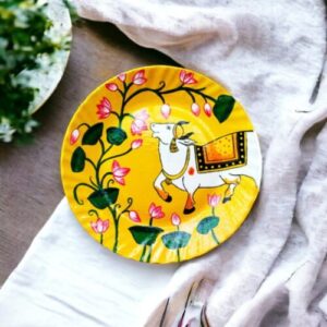 Alluring Pichwai Cow Decorative Plate | Red & Pink | Home Decor | Wall Hanging | 10 inch Art Culture Decor Plates, Artwork, Bengali Art Culture Decor Plates, Decor Plates, Decorative Items, Decorative Plates, Decorative Wall Art, Drawing Room, Eco-Friendly, Handcrafted, Handicrafts, Handmade, Handpainted, Home Decor, Home Interior Decoration, Living Room, Melamine Decor Plates, Paintings, Pichwai Cow, Pichwai Cow Decor Plates, Religious Decor Plates, Wall Art, Wall Decor, Wall Hanging, Wall Plates