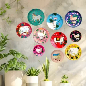 Pichwai Cow Decor Plate | #CreateURCombo | Home Decor | Wall Hanging | 12, 10 & 8 inch #CreateURCombo, #CreateURCombo Plates, Art Culture Decor Plates, Artwork, Bengali Art Culture Decor Plates, Combo Decor Plates, Decor Plates, Decorative Items, Decorative Plates, Decorative Wall Art, Drawing Room, Eco-Friendly, Handcrafted, Handicrafts, Handmade, Handpainted, Home Decor, Home Interior Decoration, Living Room, Melamine Decor Plates, Paintings, Pichwai Cow, Pichwai Cow Decor Plates, Religious Decor Plates, Wall Art, Wall Decor, Wall Hanging, Wall Plates
