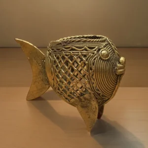 Premium Fish Pen Stand Dokra Showpiece | Bikna Bankura #BrassArt (Gold) | GI TagArtwork , Bikna Dokra , Decorative Items , Drawing Room , Eco-Friendly , Ek Chala , GI Tagg Products , Handicrafted , Handicrafts , Handmade , Handpainted , Home Decor , Home Interior Decoration , Idols , Living Room , Maa Durga , Showpieces