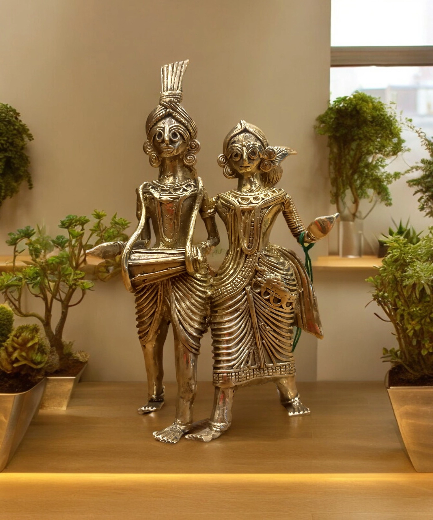 Tribal Couple Dokra Showpiece #Art-Culture | Bikna Bankura #BrassArt (Gold) | GI TagArtwork , Bikna Dokra , Decorative Items , Drawing Room , Eco-Friendly , Ek Chala , GI Tagg Products , Handicrafted , Handicrafts , Handmade , Handpainted , Home Decor , Home Interior Decoration , Idols , Living Room , Maa Durga , Showpieces