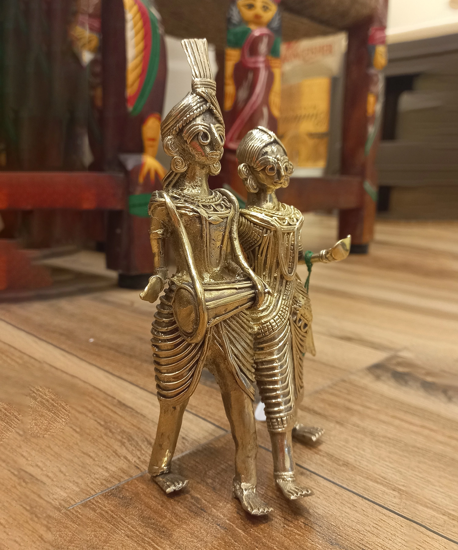 Tribal Couple Dokra Showpiece #Art-Culture | Bikna Bankura #BrassArt (Gold) | GI TagArtwork , Bikna Dokra , Decorative Items , Drawing Room , Eco-Friendly , Ek Chala , GI Tagg Products , Handicrafted , Handicrafts , Handmade , Handpainted , Home Decor , Home Interior Decoration , Idols , Living Room , Maa Durga , Showpieces